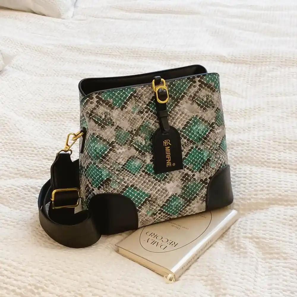 PU Leather Snakeskin Print Crossbody Bag - MODALIFE