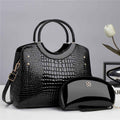 Handbag snake patterned mother and child bag shiny leather platinum bag - MODALIFE
