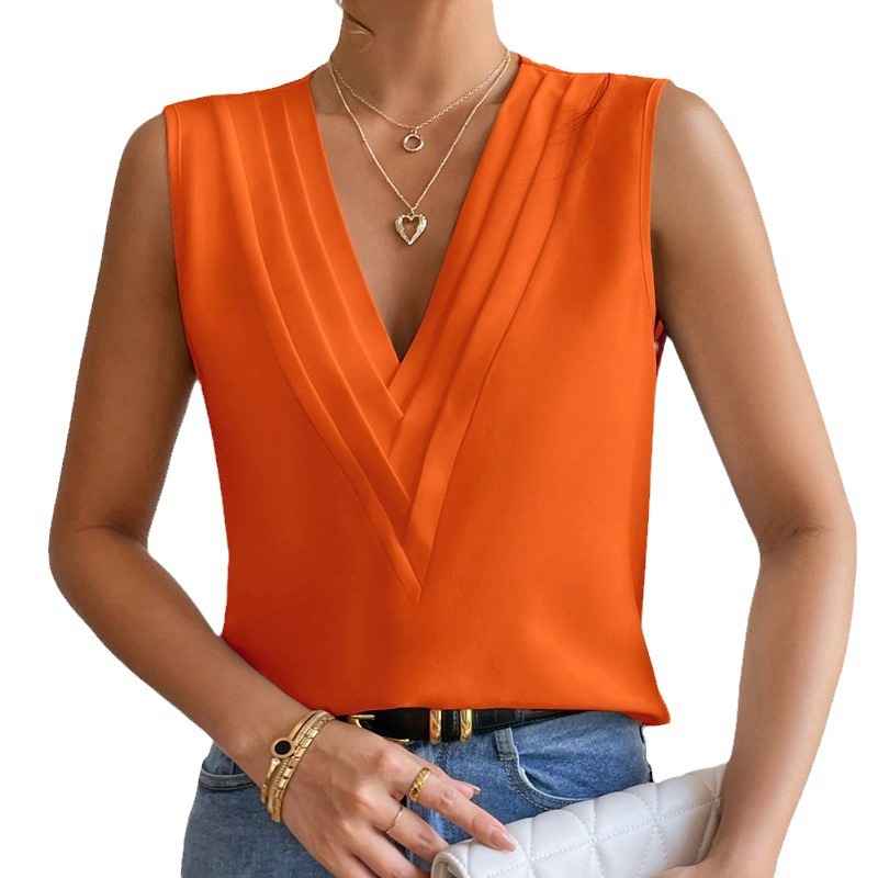 Women's Fashion Summer New Layered V-Neck Solid Color Tank Top for Women - MODALIFE