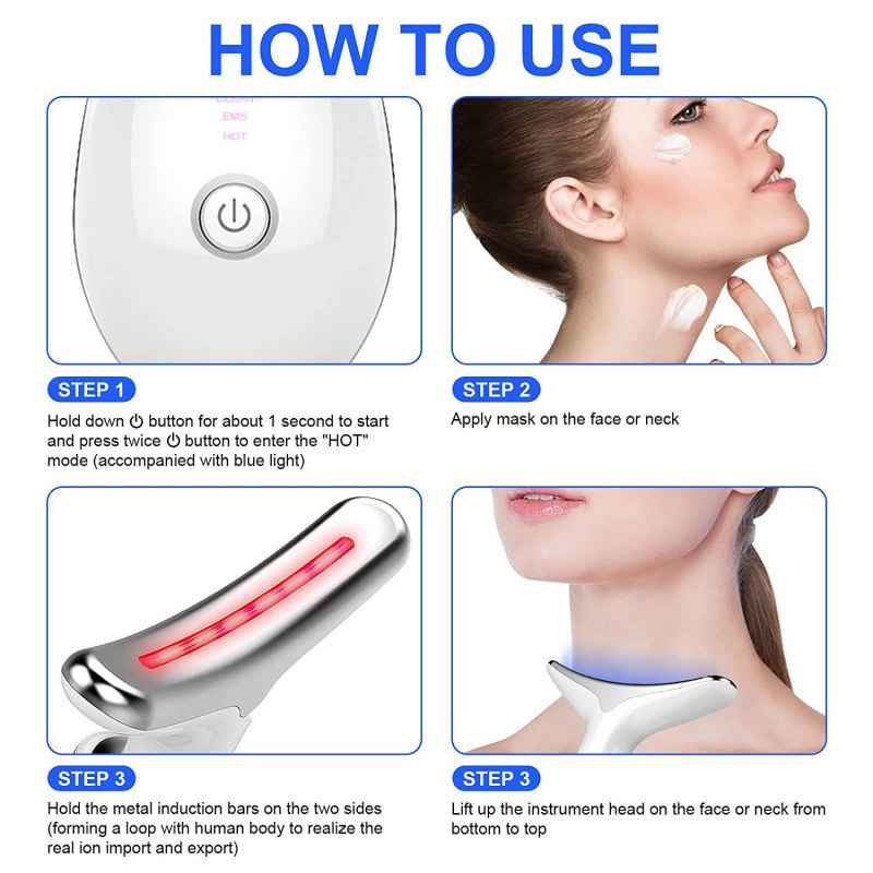 Neck Massager Beauty Device with 7-Color Light Therapy for Neck Wrinkle Care - MODALIFE