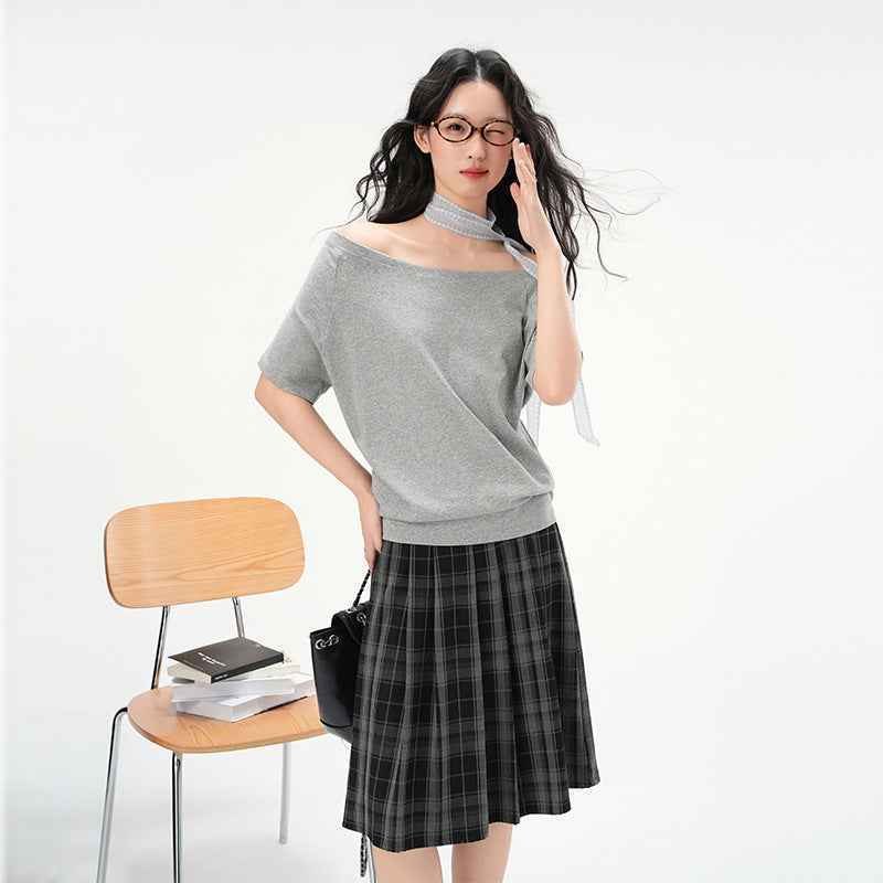 One-Shoulder Slash Neck Sleeveless T-Shirt for Women, Loose Casual Top