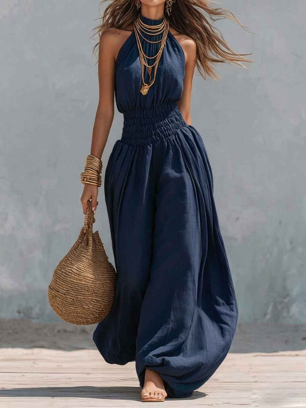 Sleeveless hanging neck lantern pants jumpsuit for women - MODALIFE