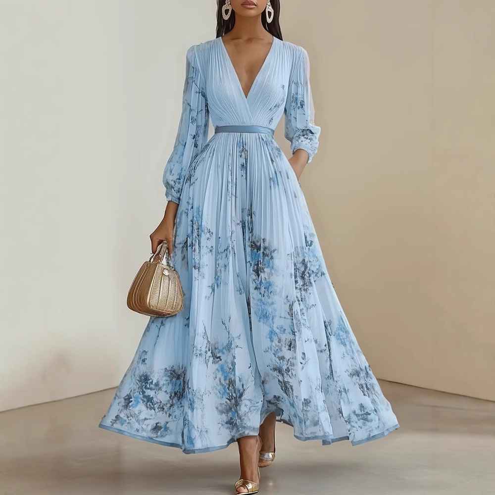 Long sleeved V-neck dress - MODALIFE