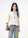Round Neck Basic Cotton Fitted Short Sleeve T-Shirt for Women - MODALIFE