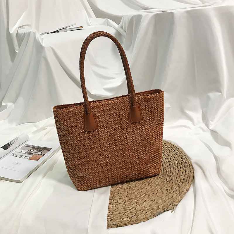 Fashion European and American Style Straw Woven Bag Shoulder Bag Simple Fashion Travel Beach Basket Crossbody Bag - MODALIFE