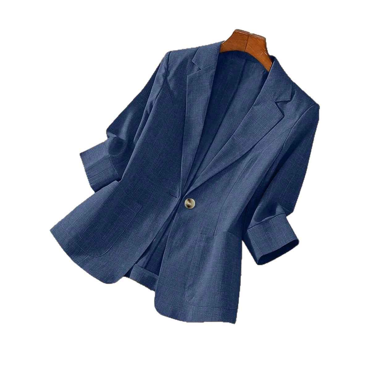 Solid color pocket small suit jacket women's button up top - MODALIFE