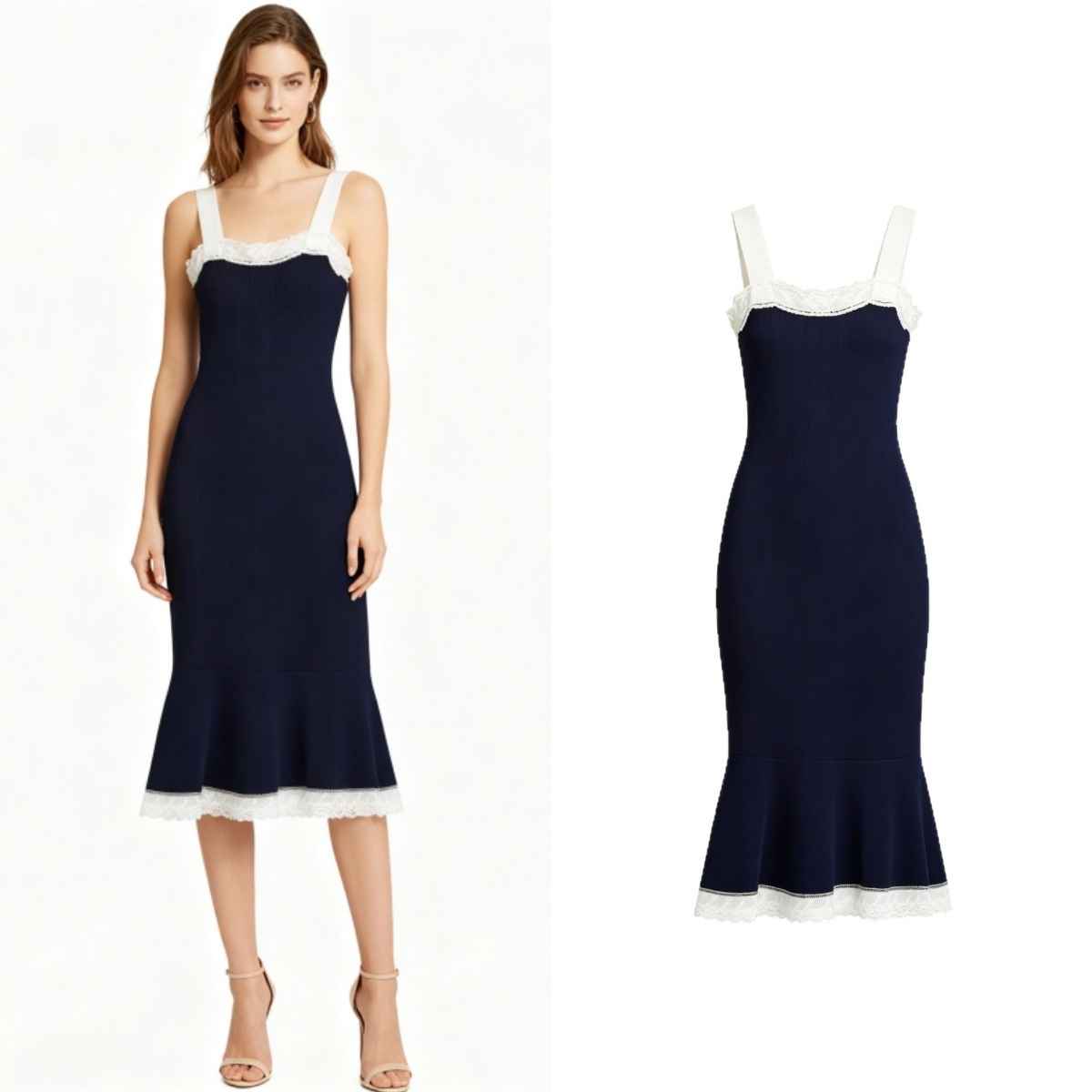 Sleeveless lace patchwork dress - MODALIFE