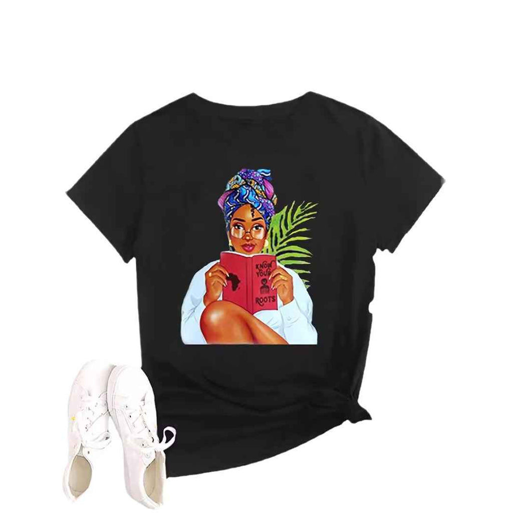 Fashion Women's Printed Round Neck Pullover T-Shirt - MODALIFE