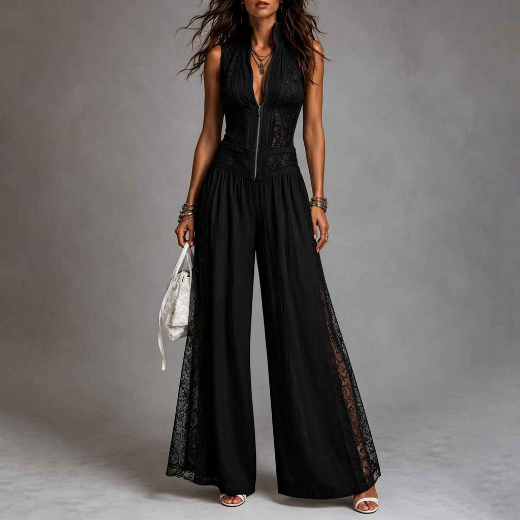 Sleeveless lace patchwork jumpsuit - MODALIFE