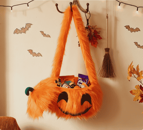 Halloween Plush Creative Party Devil Pumpkin Head Prop Trick-or-Treat Handheld Pumpkin Head Bag - MODALIFE