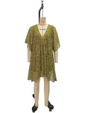 V-neck chiffon dress beach vacation cover shirt leopard print beach skirt - MODALIFE