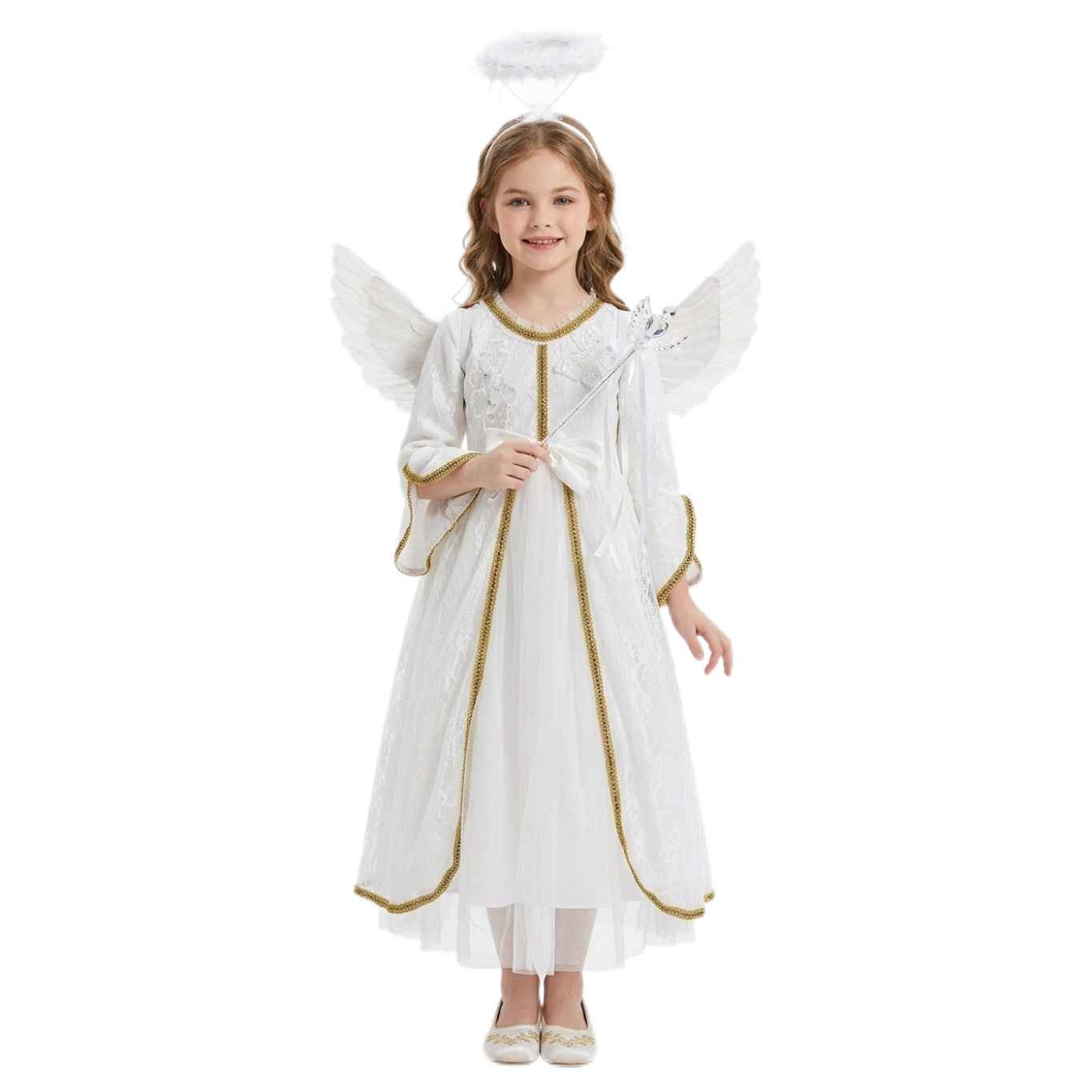 Children's Halloween Angel Princess White Angel Performance Dress, Little Girl Formal Dress for Dance and Stage Performances - MODALIFE