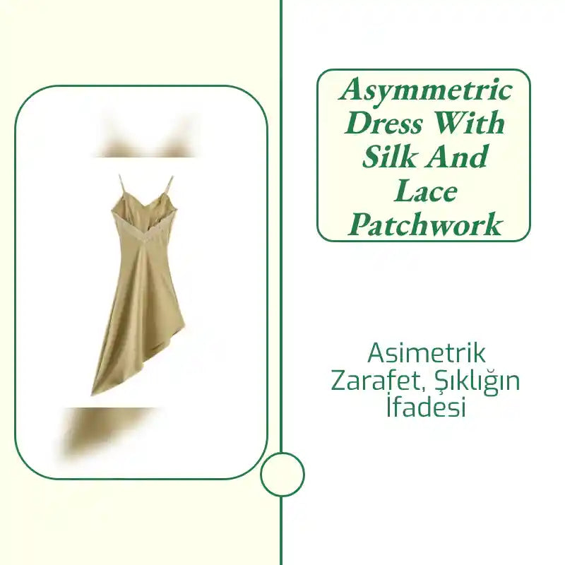 Asymmetric dress with silk and lace patchwork by@Outfy