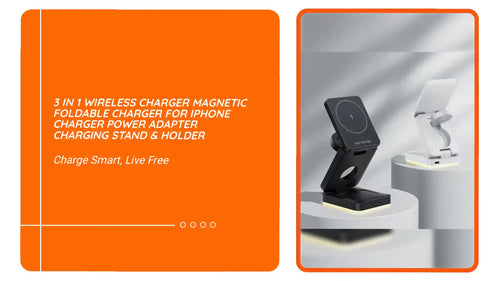 3 in 1 Wireless Charger Magnetic Foldable Charger For iphone charger power Adapter Charging Stand &amp; Holder by@Outfy