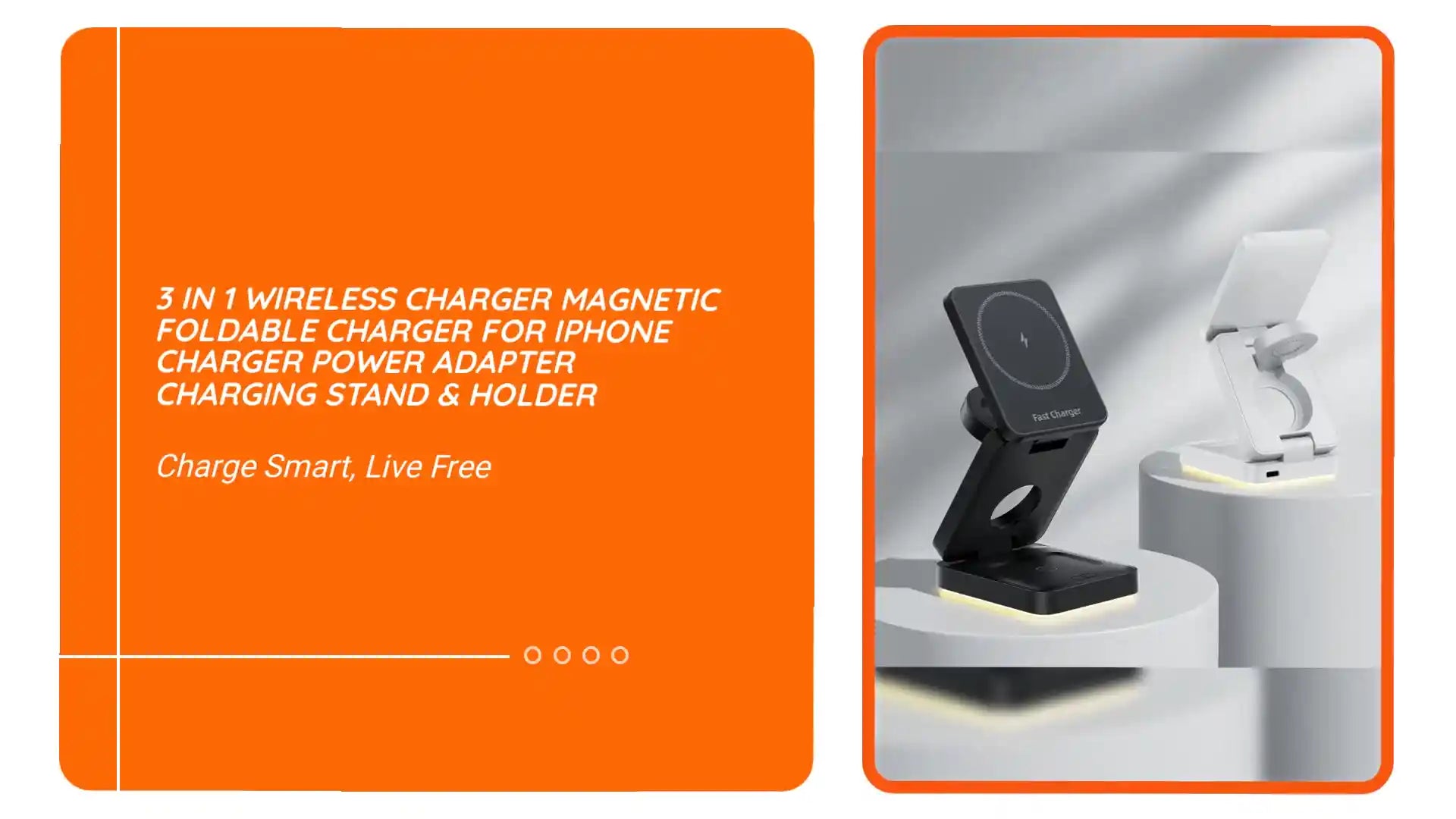 3 in 1 Wireless Charger Magnetic Foldable Charger For iphone charger power Adapter Charging Stand & Holder by@Outfy