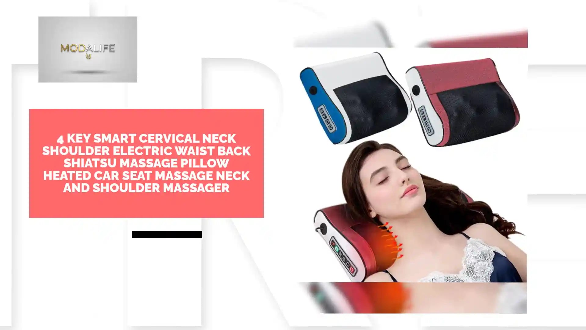 4 Key Smart Cervical Neck Shoulder Electric Waist Back Shiatsu Massage Pillow Heated Car Seat Massage Neck and Shoulder Massager by@Outfy